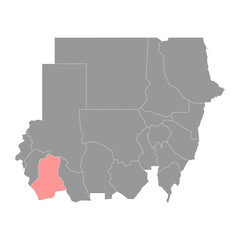 South Darfur State map, administrative division of Sudan. Vector illustration.