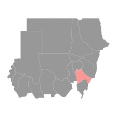 Sennar State map, administrative division of Sudan. Vector illustration.