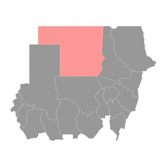 Northern State map, administrative division of Sudan. Vector illustration.