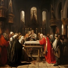The painting burial of Jesus in church St. Johann der Evangelist