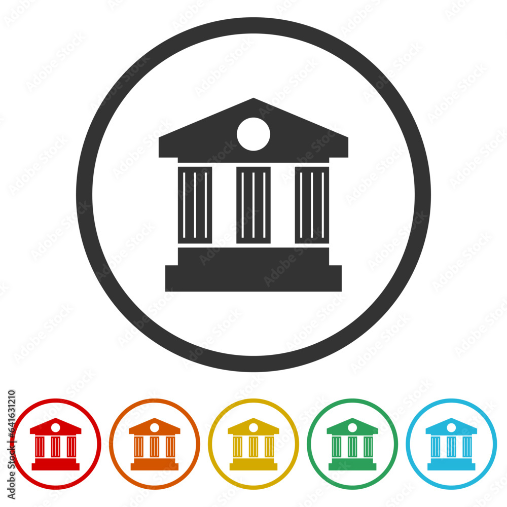 Poster bank building icon. set icons in color circle buttons