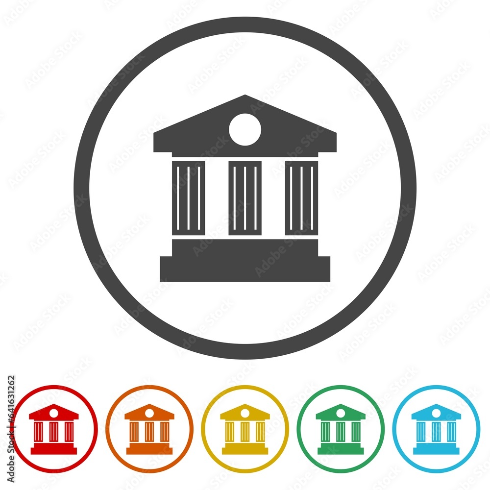 Poster bank building icon. set icons in color circle buttons