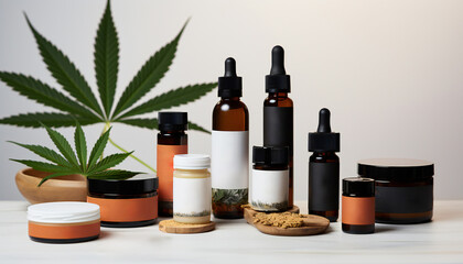 Flatlay of CBD Oil Care Products Mockup