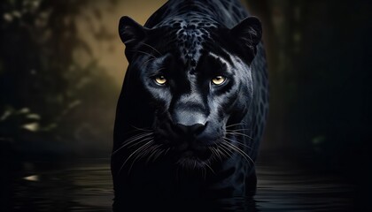 Front view of Panther on dark background