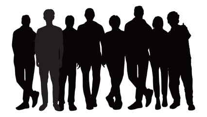 8人の男性が横に並ぶシルエット