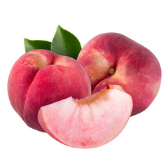 Peach and Peach slice isolater on a transparent background