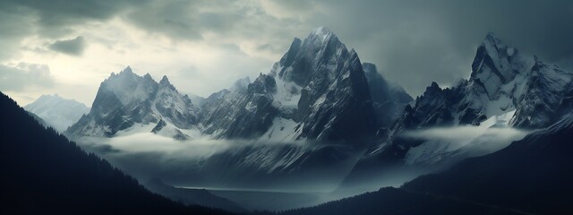 Fototapeta na wymiar Photograph Landscape of Snow-Capped Mountains