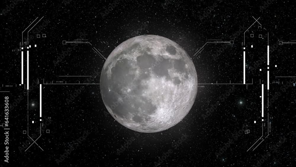 Aufkleber holographic hud display with full moon in target. motion graphic for cyber and sci-fi technology con