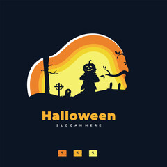 halloween logo design vector illustration
