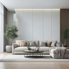 interior of modern minimal luxury living room apartment, generative AI