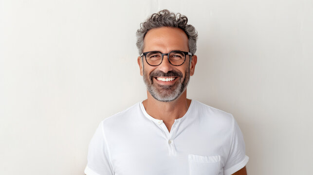 Israeli man in 40s, short black and gray hair, mustache