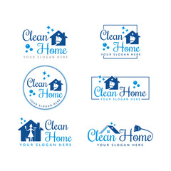 Clean House logo designs concept, Set of Cleaning Service logo template