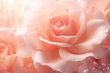 Petals of a Rose in Bloom, Pink Rose Soft Focus Background - Natural Beauty - AI Generated