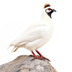 Rock ptarmigan bird isolated on white background.