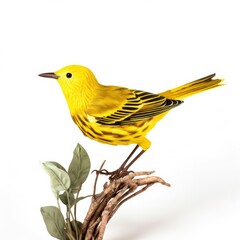 Yellow warbler bird isolated on white background.