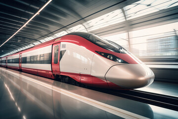 High-Speed Train - Future Tracvel - Blurred Background, Fast Motion - AI Generated