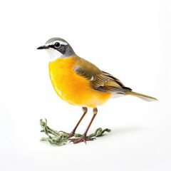 Obraz premium Yellow-breasted chat bird isolated on white background.