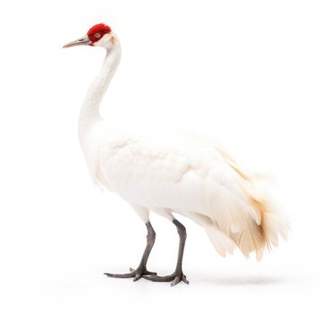 Whooping Crane Bird Isolated On White Background.