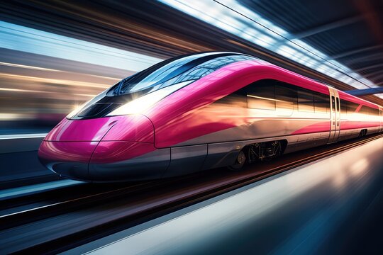 High-Speed Train - Future Tracvel - Blurred Background, Fast Motion - AI Generated