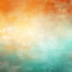 Dreamy background with a soft gradient of orange, white, blue, and teal. Grainy texture