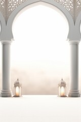 Islamic 3d rendering lanterns mosque portal Generative Ai