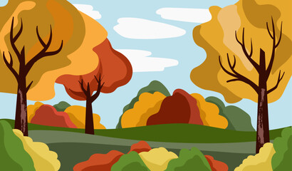 Obraz na płótnie Canvas Autumn landscape with trees