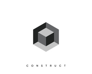 Abstract cube logo design template for construction, planning and structure. Isometric cube vector design symbol.