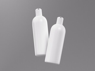 Rounded Shampoo Bottle Duo with Press Cap Closure Product Photo with Floating Pose