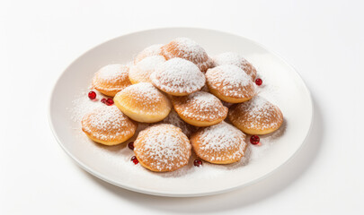 Poffertjes in a plate on white background