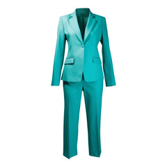empty Turquoise female Business suit as a png file made with generative ai