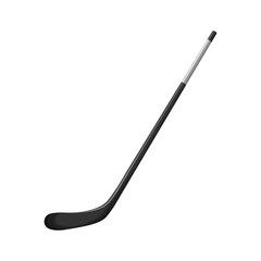Ice hockey stick isolated on white with shadow. Black tool with white handle. Realistic vector element for sport design, professional hockey event banner or winter outdoor activities illustration.