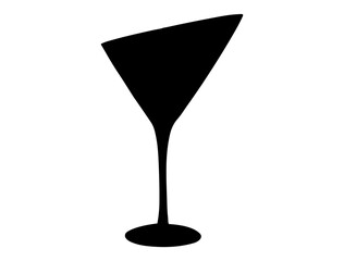 Martini glass silhouette vector art white background