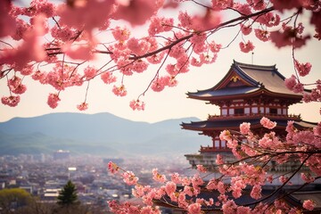 Kiyomizu dera Temple Clean Water Temple and blooming sakura generative ai