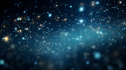 Fototapeta premium Abstract space background with blue and gold stars and nebula. 3d rendering.