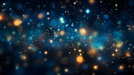 Abstract space background with blue and gold stars and nebula. 3d rendering. - obrazy, fototapety, plakaty