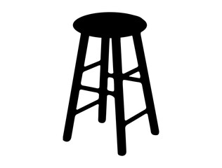 Stool silhouette vector art white background 