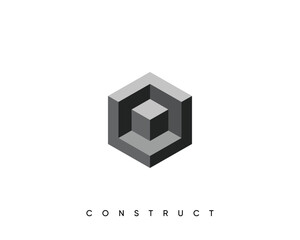 Abstract cube logo design template for construction, planning and structure. Isometric cube vector design symbol.