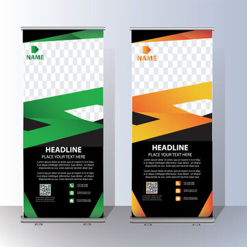 Roll Up Banner Signage Standee Template for Advertising and Multipurpose Use with Four Color Variations,display banner, brochure, x-banner, Standee Banner