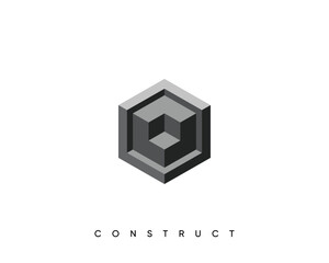 Abstract cube logo design template for construction, planning and structure. Isometric cube vector design symbol.