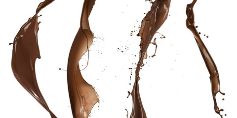 liquid splash chocolate wave, isolated on white background.