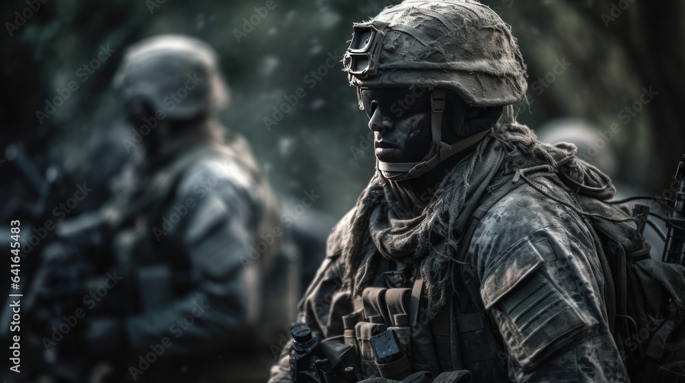 Poster United States special forces soldier in action during a mission.