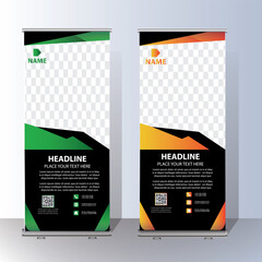 Roll Up Banner Signage Standee Template for Advertising and Multipurpose Use with Four Color Variations,display banner, brochure, x-banner, Standee Banner
