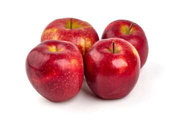 Shiny red apples, isolated on white background.