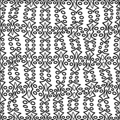  Stylish texture with figures from lines.Abstract black and white pattern for web page, textures, card, poster, fabric, textile. Monochrome graphic repeating design. 