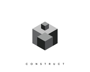 Abstract cube logo design template for construction, planning and structure. Isometric cube vector design symbol.