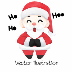 cute laughing santa claus for christmas with watercolor vector illustration