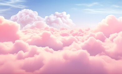 Pink clouds in the sky stage fluffy cotton candy dream fantasy soft background.