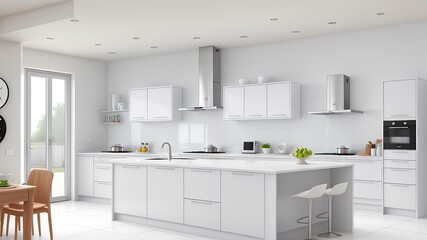 modern kitchen with white color theme