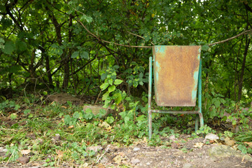 Trash bin in nature.