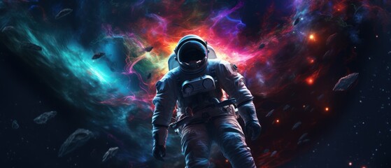 an astronaut in a colorful space. Pop art concept, gaming art concept, Generative AI